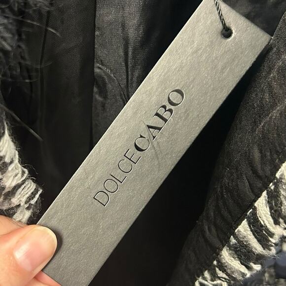 NWT Dolce Cabo Blue Raccoon Fur Removable Collar Sequin Tweed Jacket Womens XL - Picture 4 of 9